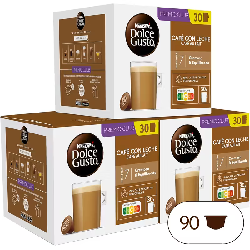 NESCAFÉ Dolce Gusto Café au Lait – 90 Capsules | Intensité 7